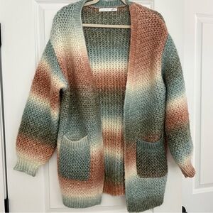 Altar’d State Multi Color Knit Oversized Open Front Cardigan Sweater